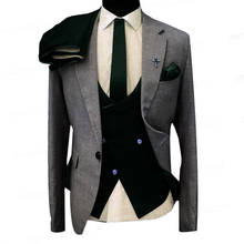 3 Pieces Suits For Men 2021 Light Grey Formal Men Suit Slim Fit Wedding Dress Suits Business Groom Tuxedos Costume Groomsmen 2024 - buy cheap