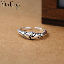 Kindey Ethnic Style Silver Color Hand Hug Rings for Women Bridal Wedding Vintage Open Finger Rings Christmas Gifts 2024 - buy cheap