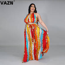 Vestido largo feminino vazn, sem costas e com alça, 2020, qualidade superior, chiffon, jovem, cintura alta, linha a 2024 - compre barato