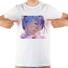 Camiseta anime japonês re zero rem, camiseta engraçada masculina verão, manga curta casual otaku, camiseta harajuku 2024 - compre barato