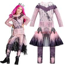 Novas meninas traje macacão de halloween descendentes 3 audrey mal trajes de halloween fantasia roupas para as mulheres cosplay peruca vestido fantasia 2024 - compre barato