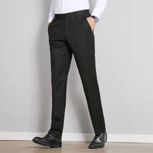 Pantalones de negocios clásicos para hombre, Pantalón de vestir a la moda, ajustado, informal, Formal, negro, para oficina, novedad de 2020 2024 - compra barato