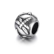 Miçanga de aço inoxidável polida libélula 5mm buraco grande contas de metal amuletos para pulseiras diy acessórios de fabricação de joias 2024 - compre barato