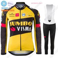 2021 Women Team JUMBO VISMA Cycling Jersey Set Winter Cycling Clothing Bike Thermal Fleece Jacket Suit MTB Maillot Ropa Ciclismo 2024 - buy cheap