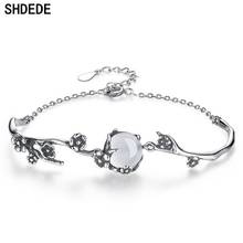 SHDEDE опал 925 стерлинговые серебряные браслеты из манжеты браслеты бренд для женщин женские винтажные модные ювелирные изделия цветок аксессуары-WH265 2024 - купить недорого