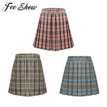 Japanese Girls Pleated Plaid Skirt Princess Party Clothes School Skirts High Waist A-Line Student Uniform Children Clothing 2024 - buy cheap