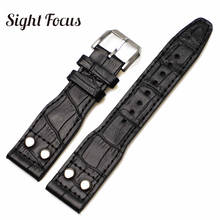 22x18mm Black Leather Watchbands for IWC Pilot Hamilton Militay Bracelet Watch Strap Rivet Studs Belt Wristband pin Buckle 2024 - buy cheap