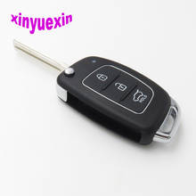 Xinyuexin Flip Remote Car Key Shell FOB Case For Hyundai HB20 Santa FE IX35 IX45 Accent I40 3 Buttons Replacement Case FOB Shell 2024 - buy cheap