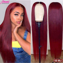 Alibaby 13×4 Lace Front Wig Wine Red Lace Front Human Hair Wigs Pre Plucked Brazilian Ombre Lace Front Wig Burgundy Straight 2024 - buy cheap