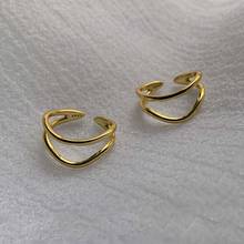 Элегантное золотистое простое кольцо с двойным круговым волнистым кольцом для женщин, минималистичное открытое круглое кольцо с манжетами, регулируемое круглое кольцо, ювелирное изделие, Новинка 2024 - купить недорого