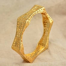 Annayoyo-brazaletes brillantes de Color dorado africano de 24K para mujer y niña, pulsera circular de Dubái, joyería para novia etíope, regalo de joyería para boda 2024 - compra barato