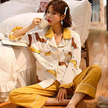 Пижама женская хлопковая, с мультяшным принтом, на весну, 2021 2024 - купить недорого