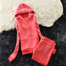 2Pcs Set Women Sport Velet Tracksuit Zipper Hoodies Sweatshirt Pants Set Jogger Sport Wear Ladies Casual Sweat Autumn Suit S-XL 2024 - buy cheap