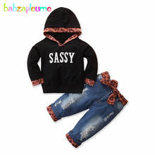 Baby 2Piece Set Spring Fall Toddler Girls Clothes Casual Fashion Hooded Letter T-shirt+Kids Jeans For Children Clothing BC1812-1 2024 - buy cheap
