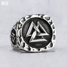 BOCAI-Anillo de plata de primera ley para hombre, sortija, plata esterlina 2021, estilo nórdico, Vikingo, Thai, S925, novedad de 100% 2024 - compra barato