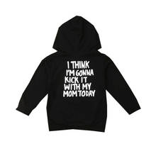 Toddler Kids Baby Boy Girl Clothes Letter Hoodie Tops Hooded Black Sweatshirt Outdoor 1-6 Years 2024 - buy cheap
