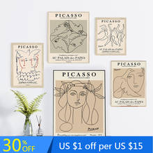 Arte Abstracto de pared de flores para chica, arte abstracto de Picasso Matisse, cuadro de pared Vintage para sala de estar, decoración del hogar 2024 - compra barato