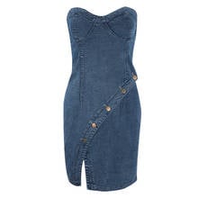 B4080 2020 Summer new style women fashion sexy temperament one word shoulder slim denim dress cheap wholesale 2024 - buy cheap