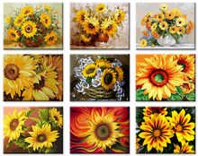 5D DIY Poured Glue Diamond Painting Kits Sunflowers Abstract Modern Full Round With AB Drill Home Wall Art Picture Unique Gift 2024 - buy cheap