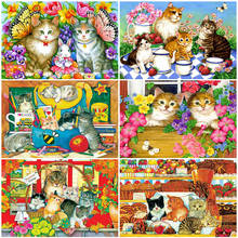 EverShine-Cuadro de gato bordado con diamantes de imitación, punto de cruz, mosaico de dibujos animados, arte de pared, novedad 2024 - compra barato
