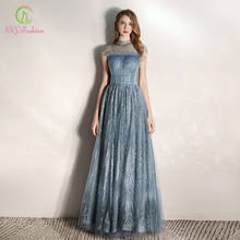 SSYFashion New Banquet Evening Dress Noble Grey Blue Floor-length Sequins Beading Long Prom Formal Gown Vestido De Noche Custom 2024 - buy cheap