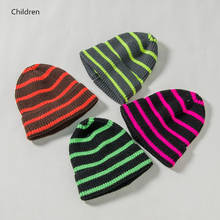 Fashion Casual Children Caps Baby Girl Boy Striped Hat Winter Warm Kids Beanie Hat Crochet Elasticity Woolen Knitted Hats 2024 - buy cheap