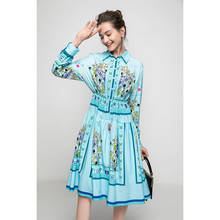 Women Dress High Quality Runway Spring Summer Turn Down Collar Long Sleeves Floral Print Casual Shirt Dresses Vestidos NP1427N 2024 - buy cheap