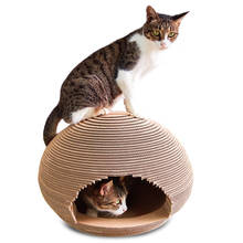 O gato do animal de estimação brinca a casa ondulada do gato, placa esférica da maca do gato 2024 - compre barato
