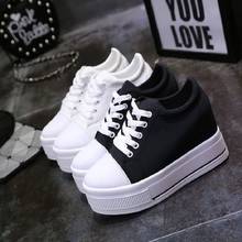 New women's interior with high-elastic canvas shoes fashion trend comfortable 8CM high-heeled casual shoes women's shoes. 2024 - buy cheap