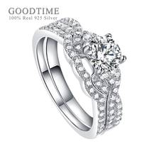 Conjunto de anillos de plata de ley 925 para mujer, anillo de novia de boda, princesa 4A, anillo de compromiso de circonita con diamantes de imitación, regalo de joyería para niña 2024 - compra barato