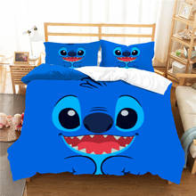 Disney-juego de cama de dibujos animados Lilo & Stitch 3D, funda de edredón con fundas de almohada, forro de cama para niños, niñas, regalos de decoración 2024 - compra barato