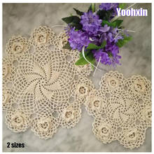 Modern 3D round placemat cup coaster mug kitchen wedding table place mat cloth lace Crochet tea coffee doily Handmade pad 2024 - buy cheap