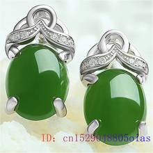 Green Jade Ear studs Women Natural Earring Crystal Amulet Gemstone Jewelry Chalcedony Fashion 925 Silver Zircon Gifts 2024 - buy cheap