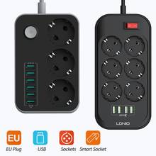 LDNIO EU Plug Smart Electrical Socket Extension Power Strip 3.4A 4 USB Charger Adapter 6 Outlet Surge Protection Switch Home 2024 - купить недорого