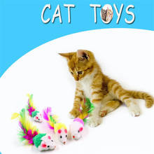 Juguetes de felpa suave para gato, juguete de ratón falso, pluma de colores, divertido, para gatitos 2024 - compra barato