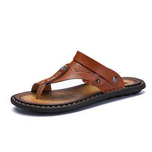 Sandálias masculinas de couro rachado, chinelos casuais para homens, sandálias masculinas, moda praia, sapatos de verão 2024 - compre barato