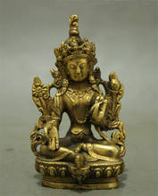 Copper Statue Folk Tibet Brass Buddhism Lotus Green Tara Bodhisattva Kwan-Yin Buddha Statue 2024 - buy cheap