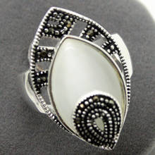 24*13mm NATURAL WHITE OPALS DROP silver color & MARCASITE RING SIZE 7/8/9/10 2024 - buy cheap