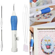 White Blue Sewing Embroidery Stitching Punch Needle Handle  Craft Tool Guide Stamp Flower Pin  3 Needles 2 Threader 2024 - buy cheap
