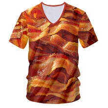 Мужская/женская футболка с 3D-принтом Delicious beef bacon, Забавные топы на гриле с принтом мяса, футболки с короткими рукавами на заказ, футболка в стиле хип-хоп 2024 - купить недорого