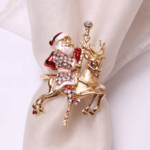 5/PCS hot style Christmas reindeer napkin buttons upscale restaurant hotel table Santa Claus napkin ring 2024 - buy cheap