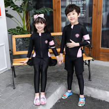 2020 Children's Girls Long Sleeve Rash Guard Swimwear Boys Kids Rashguard Plus Size Bathing Suits Korean Swimsuit Tankini Pants 2024 - buy cheap
