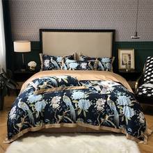 Funda nórdica con estampado Floral de pájaros, de estilo Vintage ropa de cama, Cachemira, algodón egipcio suave, 4 Uds. 2024 - compra barato
