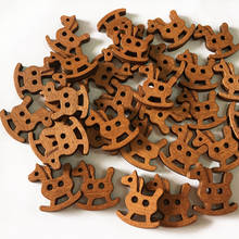 100pcs Retro Wood Buttons Toy Horse Shape Clothing Sewing Supplies 2 Hole Buttons DIY Garment Label Buttons 2024 - buy cheap
