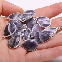 Conector de piedras semipreciosas con borde Chapado en forma de gota, cuarzo morado, para fabricación de joyas, accesorios de temperamento, tamaño 13x23mm 2024 - compra barato