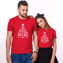 Our First Christmas As Mr & Mrs T-shirt Funny Husband And Wife Newlywed Gift Tshirt Men Women Graphic Matching Couples Tees Tops 2024 - buy cheap