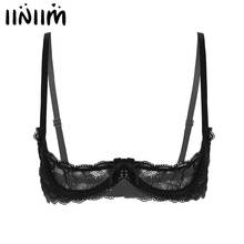 Womens Lingerie Exotic Tanks See Through Lace Bras Crop Top Straps 1/4 Cups Push Up Underwire Bra Tops Ladies Sissy Underwear 2024 - buy cheap