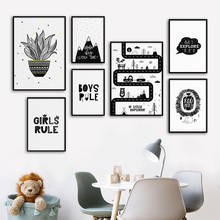 Nursery Rules Quote Baby Bear Canvas Art Posters and Prints Black White Painting Nordic Wall Pictures Kids Bedroom Home Decor 2024 - buy cheap