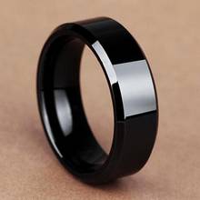 8mm Fashion Stainless Steel Black Ring Simple Smooth Ring For Men Accessories Party Gift 2024 - buy cheap