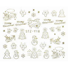 1 Лист Рождественские стикеры набор на ногти смешанный Лось снежинки новый год дизайн ногтей водная наклейка ожерелье слайдер тату маникюр 2024 - купить недорого